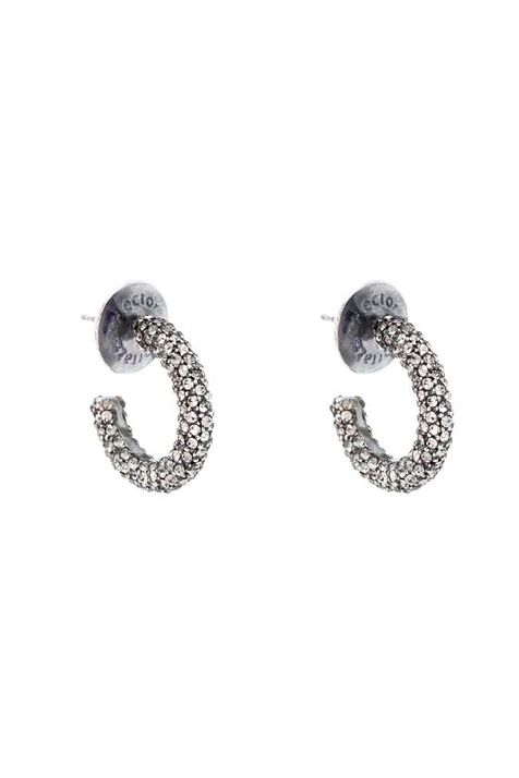 Brinco Argola Strass Hoop Mini Classics Prata Boho