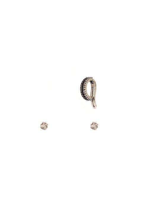 Kit Mini Brinco e Piercing Prata Boho