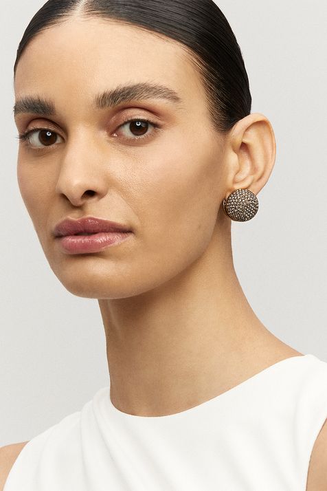 Brinco Strass Esfera Paradoxo Classics Ouro Vintage