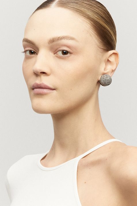 Brinco Strass Esfera Paradoxo Classics Prata Boho
