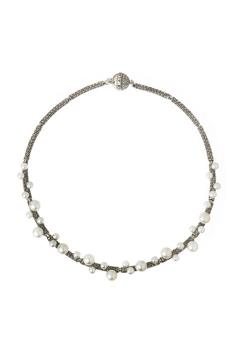 Choker Strass e Pérolas Fascínio Prata Boho