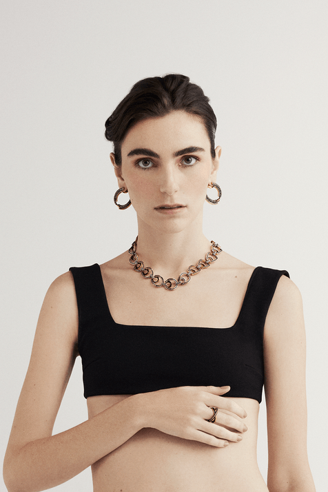 Colar Maxi Noir Ouro Vintage