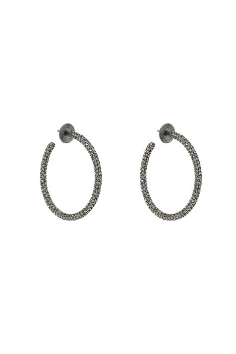 Brinco Argola Hoop Strass Classics Prata Velha