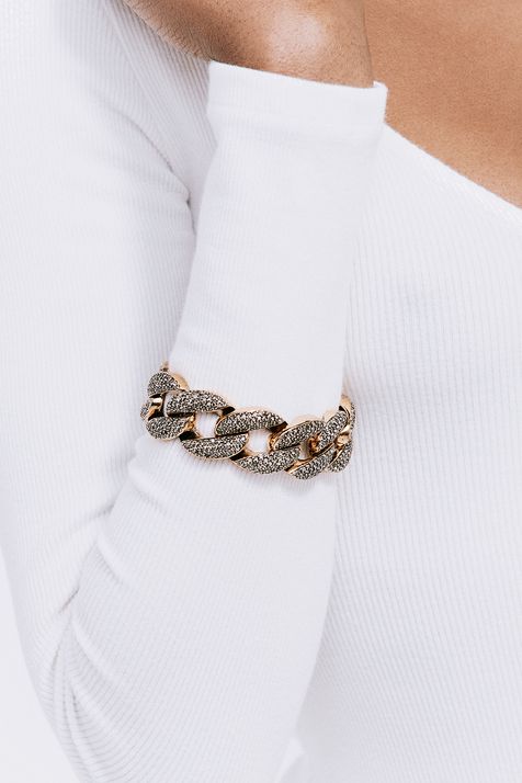 Pulseira Grumê Strass Classics Ouro Vintage