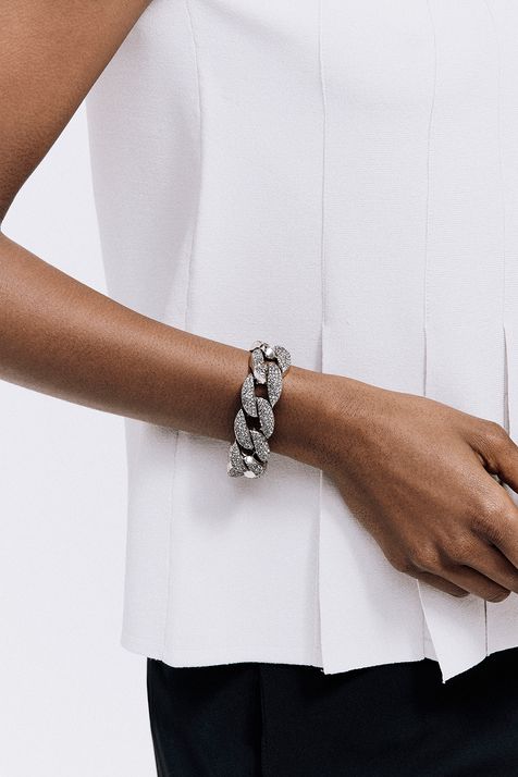 Pulseira Grumê Strass Classics Prata Boho