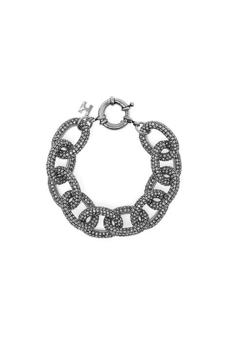 Pulseira Navy Grumê Strass Classics Prata Velha
