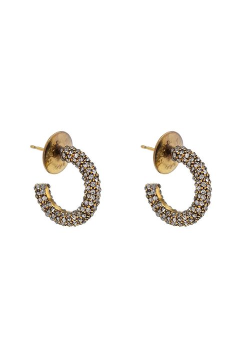 Brinco Argola Strass Hoop Mini Classics Ouro Vintage