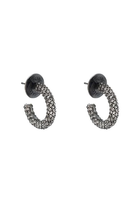 Brinco Argola Strass Hoop Mini Classics Prata Velha