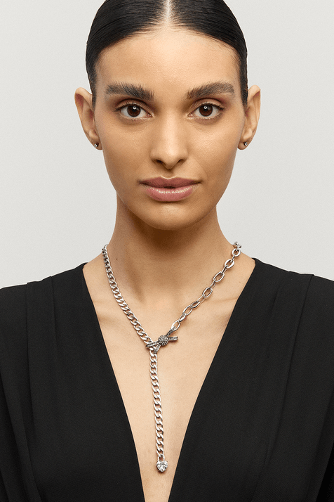 Colar Tie Romance Prata Boho
