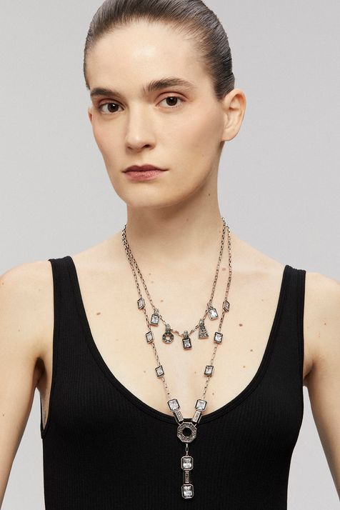 Colar Pingentes Mini Labirinto Prata Boho