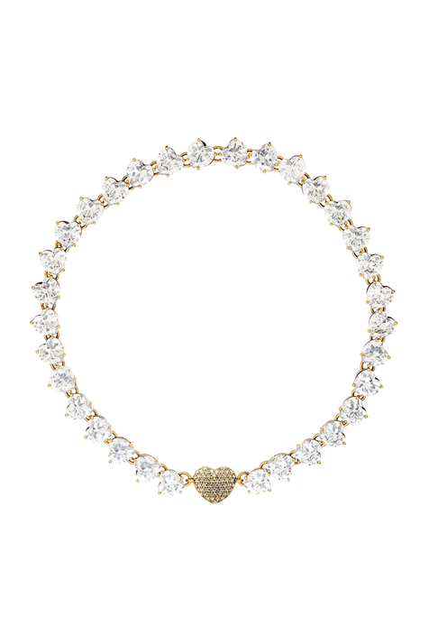 Colar Maxi Corações Strass Romance Ouro Vinta