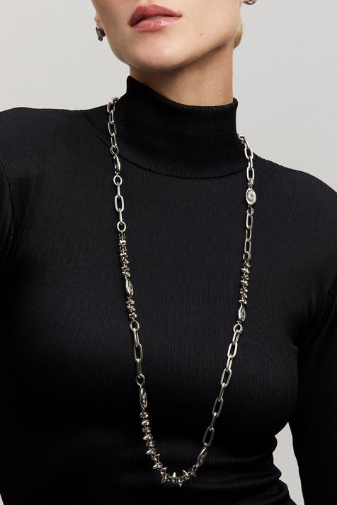 Colar Longo Sementes Prata Boho