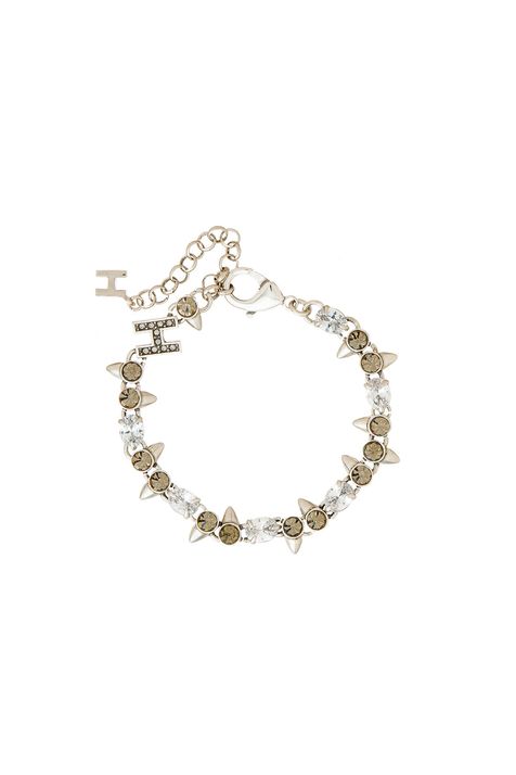 Pulseira Strass e Brinco Sementes Prata Boho