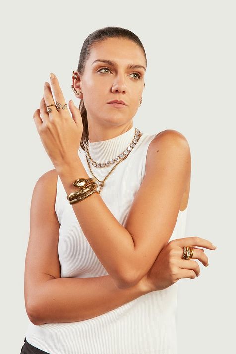 Bracelete Cobra Textura Ouro Vintage TU