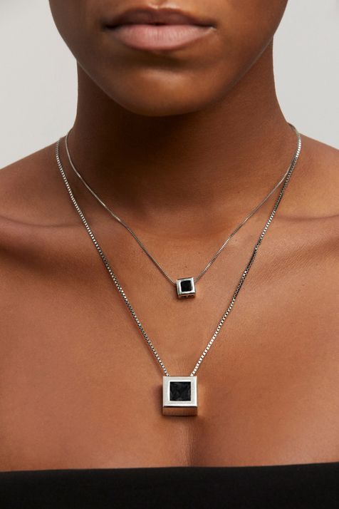 Kit de Colares Solo Noir Prata Boho TU