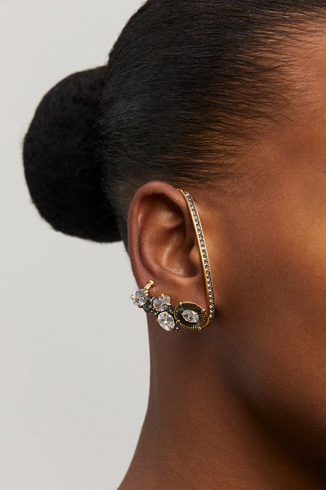Cuff Strass Sementes Ouro Vintage TU