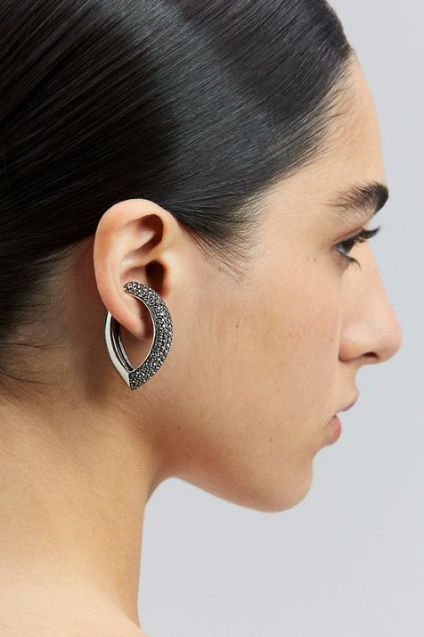 Brinco Cuff Bold Strass Singular Prata Boho TU
