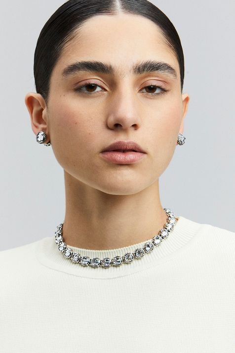 Choker Cristal Singular Prata Boho TU