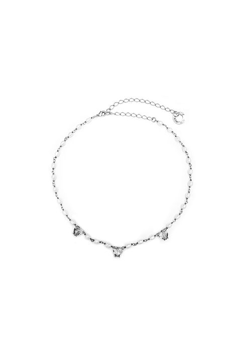 Colar Água Doce Pérolas Coração Prata Boho