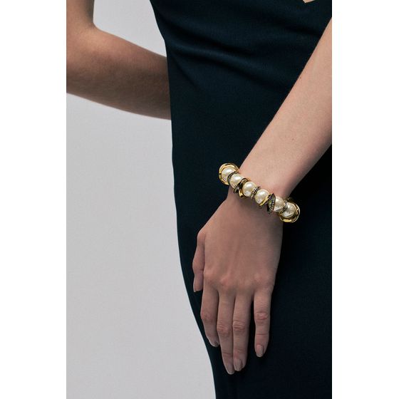 PULSEIRA-FLEXIVEL-PEROLAS-SIRIUS-OURO-VINTAGE