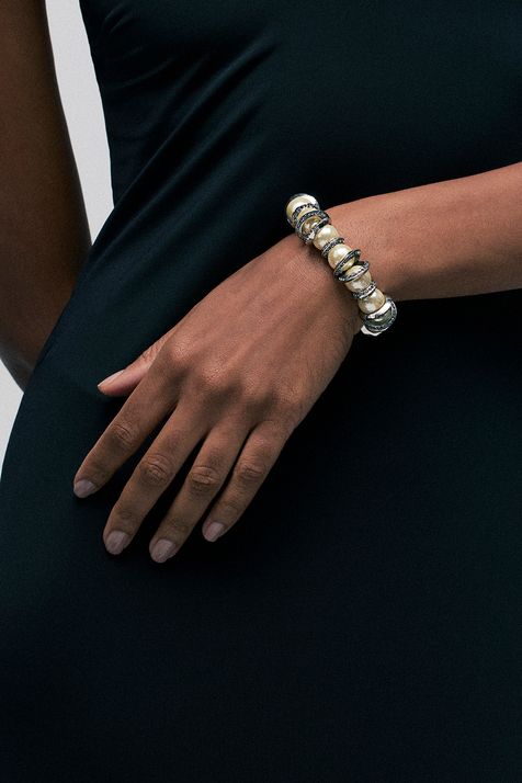 Pulseira Pérolas Flexível Sirius Prata Boho - TU