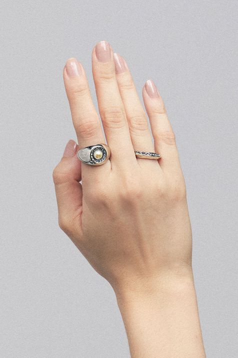 Kit Anel Pérola Sirius Prata Boho - M