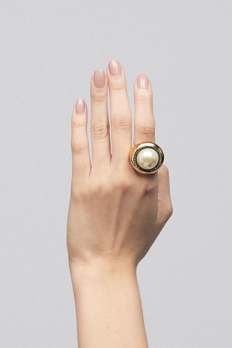Anel Maxi Pérola Sirius Ouro Vintage - M
