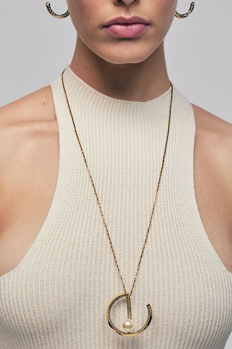 Colar Longo Pérola Sirius Ouro Vintage - TU