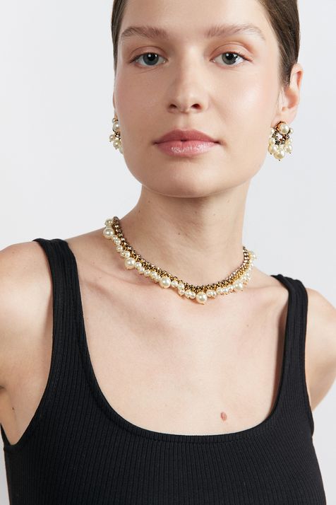 Colar Curto Pérolas Royal Exclusive Prata Boho - TU