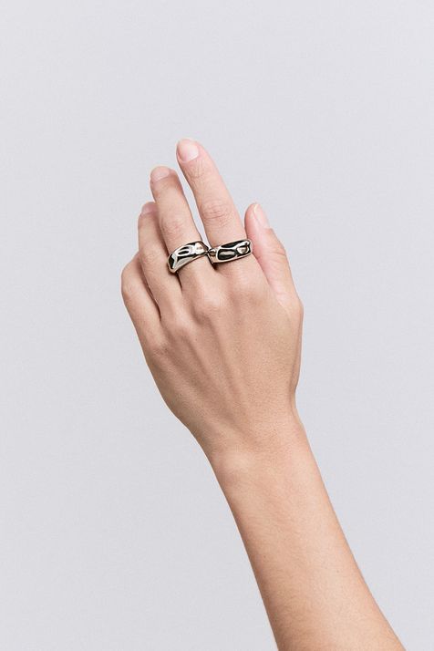 Kit de Anéis Metal Mar Prata Boho - P