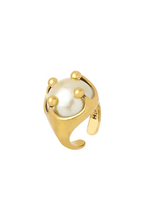 Anel Maxi Pérola Collab A Herchcovitch Ouro Vintage - G