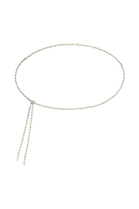 Colar Cinto Correntes e Pérolas Exclusive Prata Boho - TU