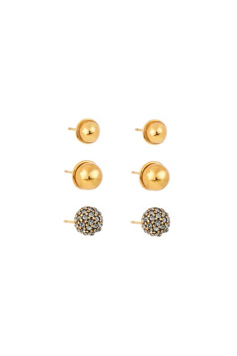 Kit 3 Brincos Esfera Fé III Ouro Vintage - TU