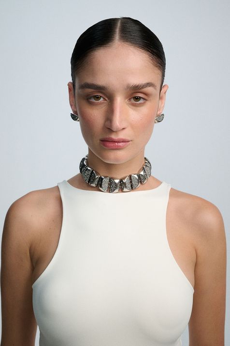 Choker Conceito Op Art Prata Boho - TU