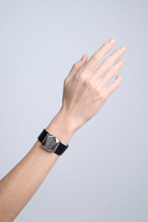 Pulseira Couro Op Art Prata Boho - TU