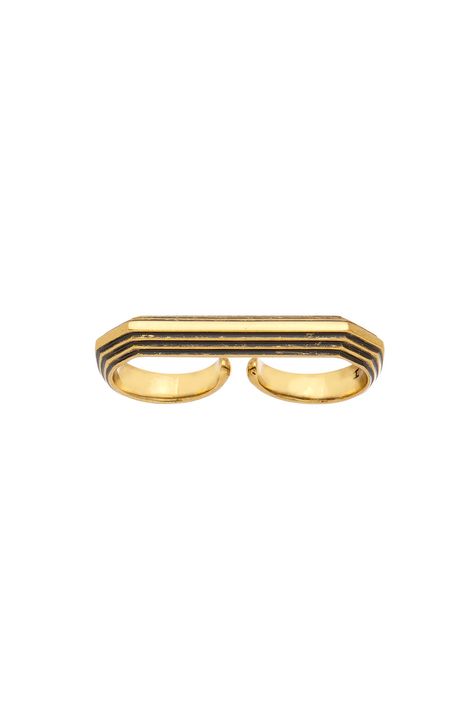 Anel Duplo Ponto Collab Renata Correa Ouro Vintage - P