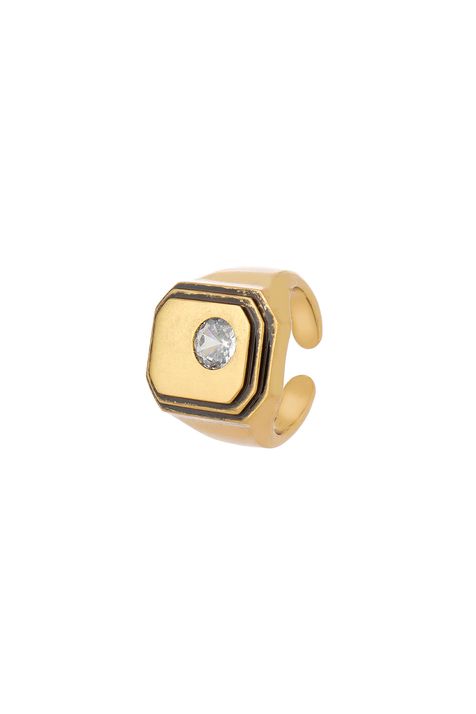 Anel Sinete Ponto Collab Renara Correa Ouro Vintage - PP