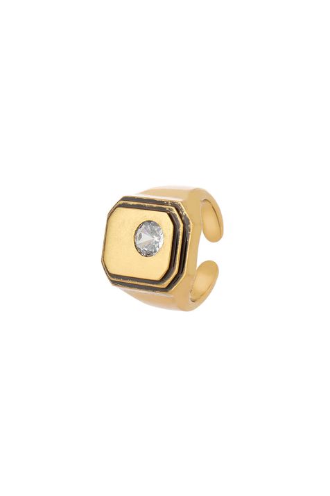 Anel Sinete Ponto Collab Renara Correa Ouro Vintage - P