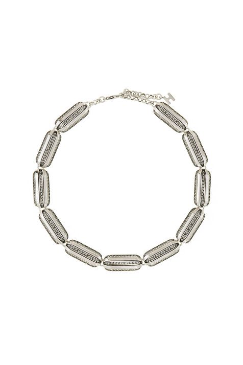 Colar Curto Strass Art Déco Prata Boho - TU