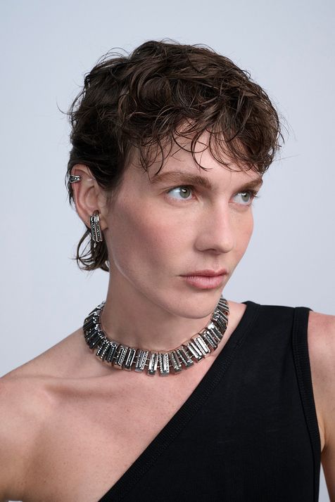 Choker Strass Art Déco Prata Boho - TU