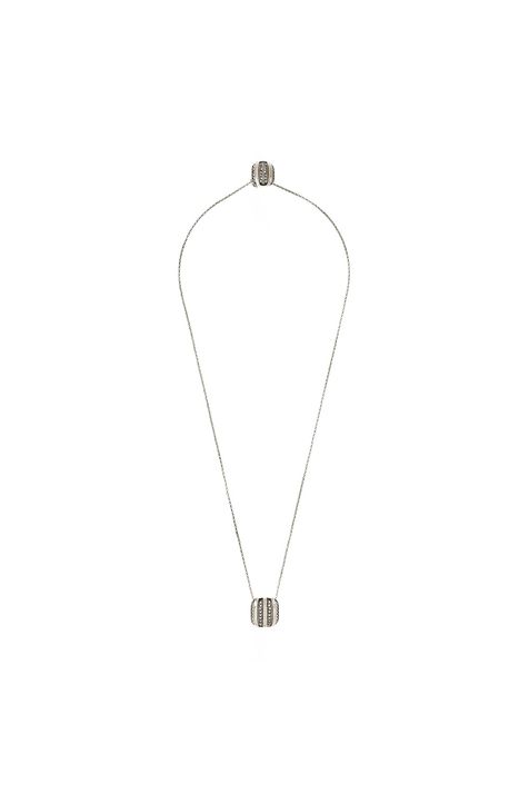 Colar Escapulário Strass Art Déco Prata Boho - TU