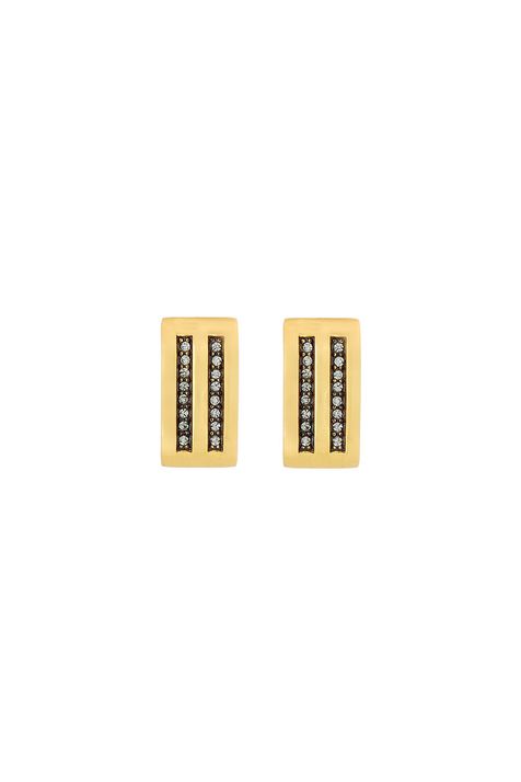 Brinco Midi Strass Art Déco Ouro Vintage - TU