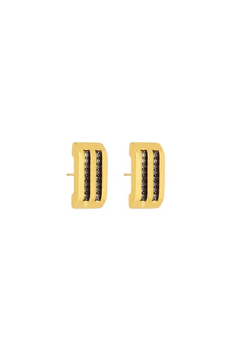 Brinco Midi Strass Art Déco Ouro Vintage - TU