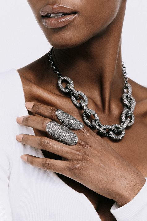 Colar Navy Grumê Strass Classics Prata Boho