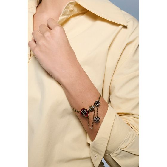 Pulseira-Flor-Carmim-Ouro-Vintage