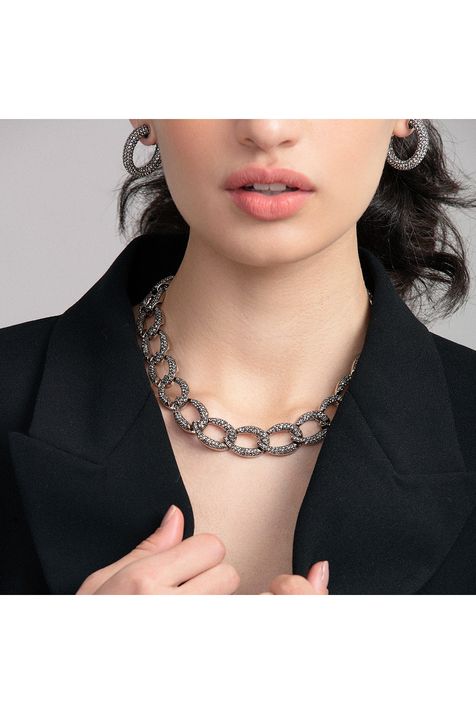 Colar Slim Strass Reencontro Prata Boho
