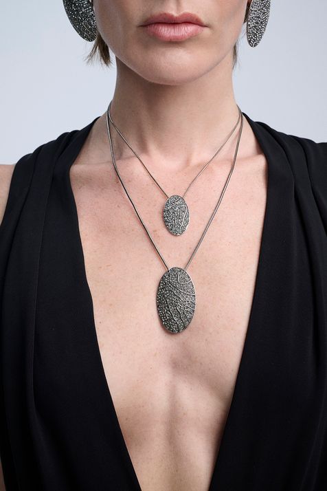 Colar Curto Animal Print Prata Boho - TU