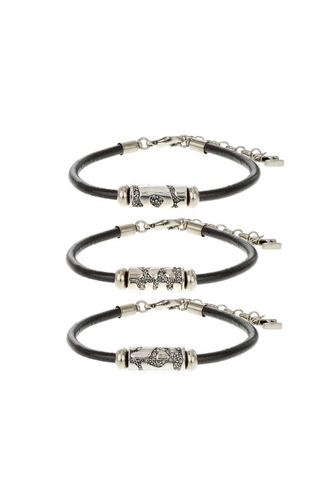 Kit 3 Pulseiras Couro Animal Print Prata Boho - TU