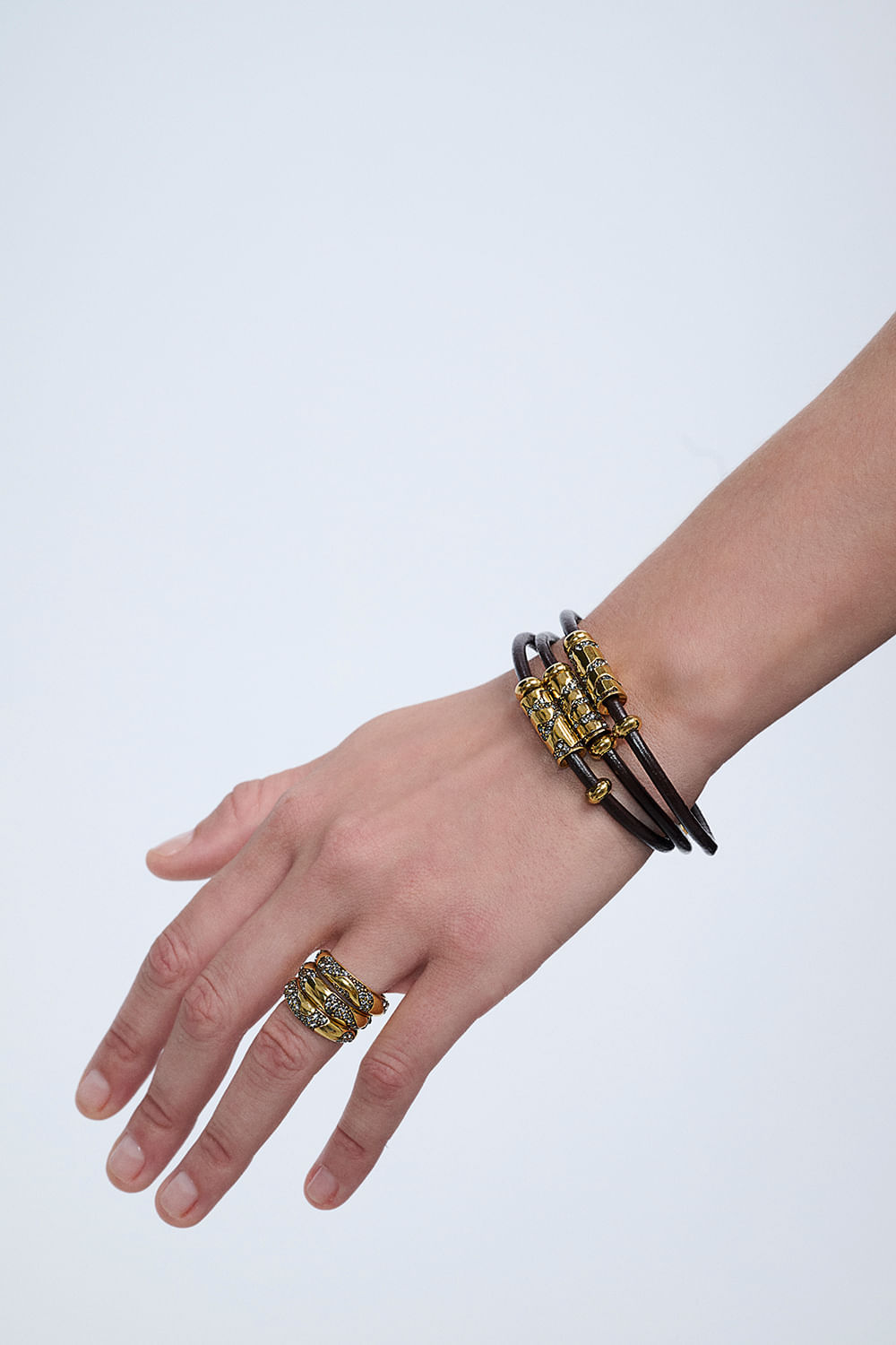 Kit 3 Pulseiras Couro Animal Print Ouro Vintage | Hector Albertazzi