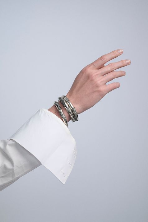 Kit 3 Pulseiras Bangle Animal Print Prata Boho - TU
